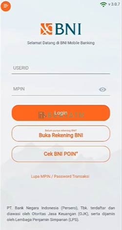 1 Masukkan UserID dan MPIN BNI Mobile