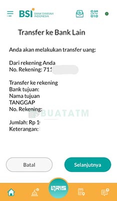 Transfer BSI Mobile banking